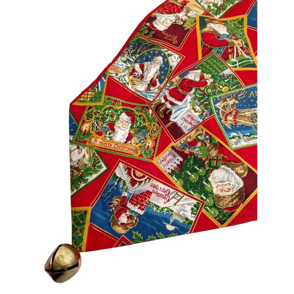 Vintage Hand-Made Table Runners (55”) – Santa Claus Postcards & Bells – Lot of 4 - Picture 2 of 10
